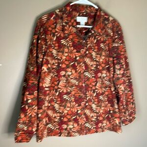 3/$25 C.J. Banks Shacket Full Zip 3/4 Sleeves Fall/Winter Org/Grn/Yel Size 1X